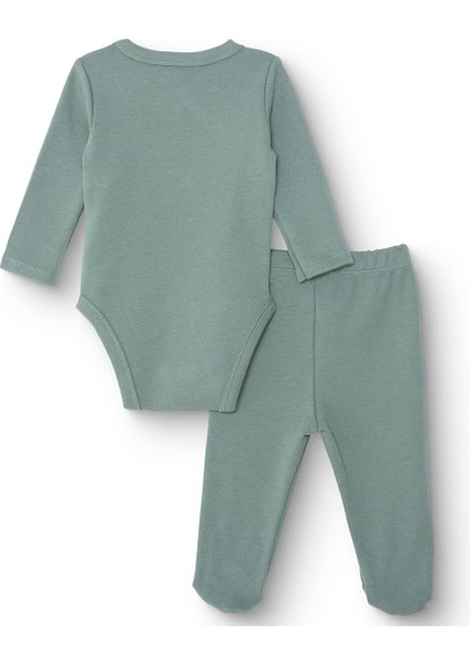 Erkek Bebek Yenidoğan Zıbın Body-Patikli Alt Interlok Zarf Yaka Uzun Kol Patikli Paça fiyatları