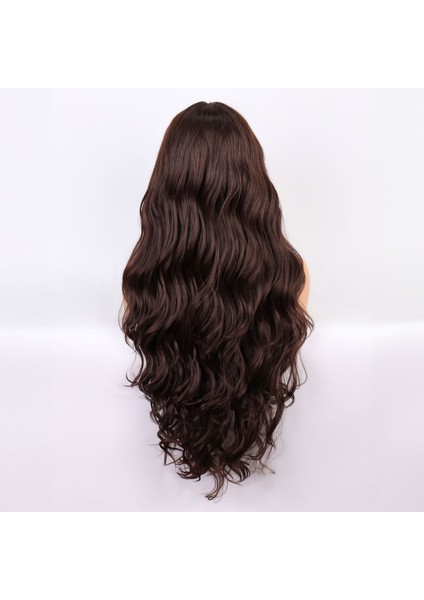 Kahverengi Uzun Dalgalı Fiber Sentetik Tül Peruk indirimleri