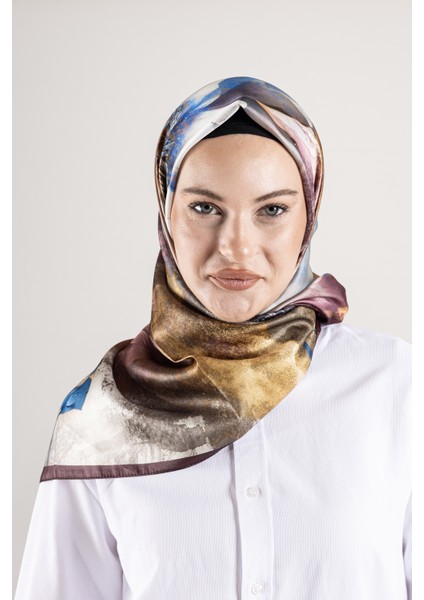 Dijital Kristal Desenli Eşarp 95x95 – Pastel Desen-4