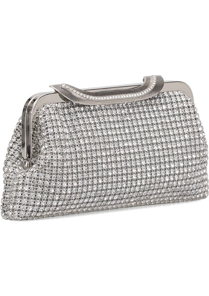 25KC1284 Kadın Taşlı Abiye Çanta Gümüş fiyatları