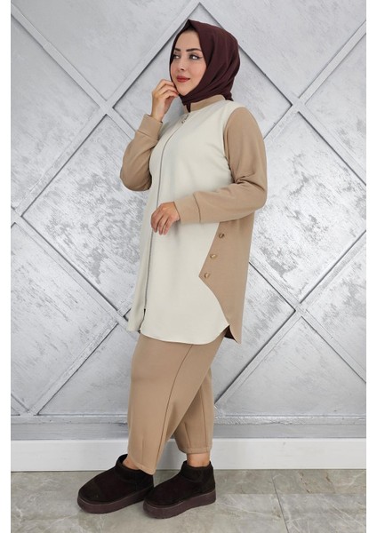 Kadın Fermuarlı Düğme Detaylı Tesettür Takım fiyatları