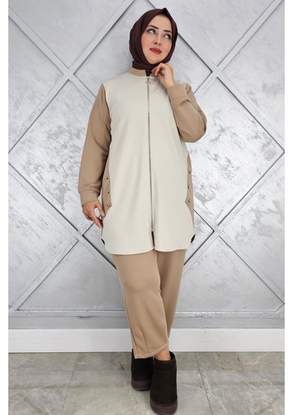 Kadın Fermuarlı Düğme Detaylı Tesettür Takım modelleri