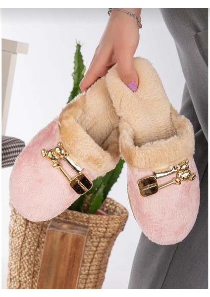 Ayıcık Tokalı Kadın Kışlık Günlük Ev Terliği