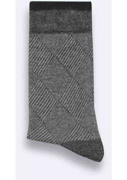 Erkek Antrasit Desenli Bambu Soket Çorap A52Y8500
