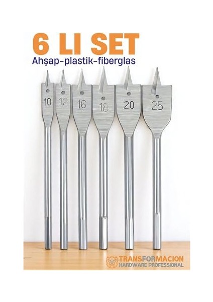 Ahşap Yaprak Matkap Ucu Seti - Plastik Fiberglas Ahşap Delik Açma Panç Seti