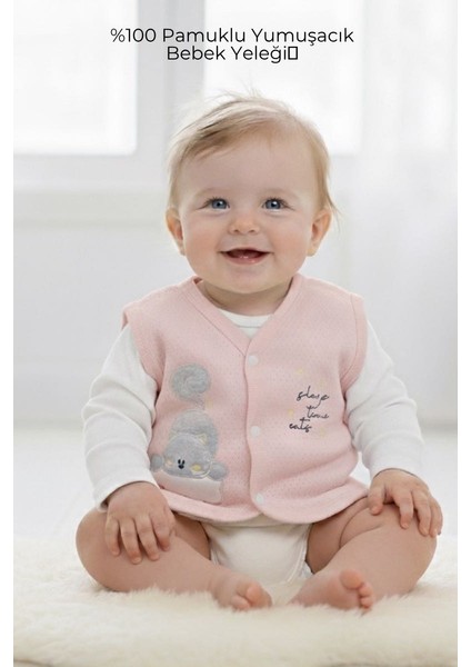 Bebiya %100 Pamuklu Unisex Sarı Bebek Yeleği | Çıtçıtlı, Antialerjik, Yumuşak Kumaş (0–9 Ay)