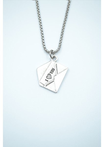 I Love You Mektup Gümüş Kaplama Örme Zincir Kolye