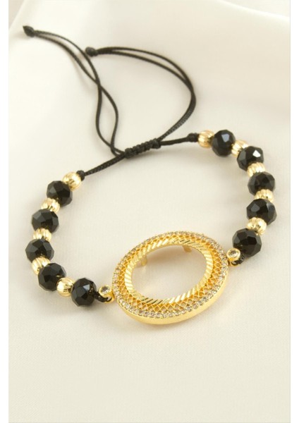 Çeyrek Altın Koyulabilir Kristal Taşlı Bileklik