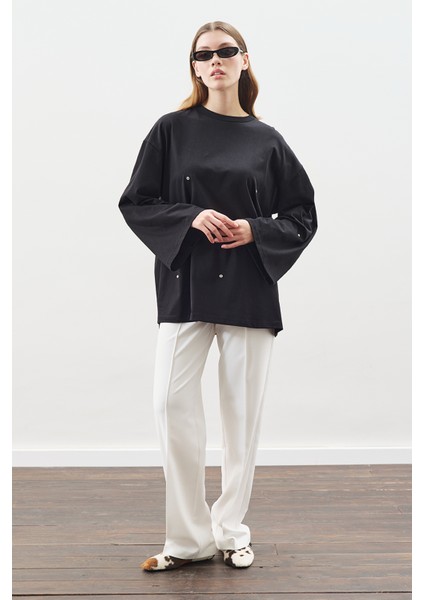 Çıtçıt Ayarlamalı Tshırt Siyah fiyatları