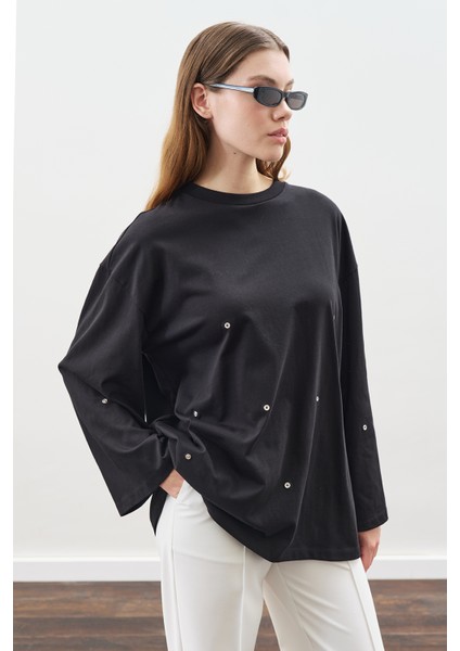 Çıtçıt Ayarlamalı Tshırt Siyah modelleri