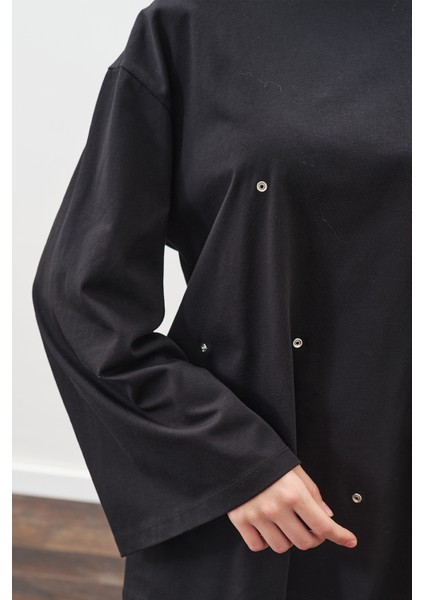 Çıtçıt Ayarlamalı Tshırt Siyah indirimleri