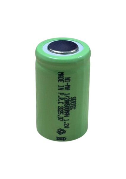 1.2V 500 Mah - 1/2AA - Ni-Mh Şarjlı Pil - (Başsız / Flat Head)