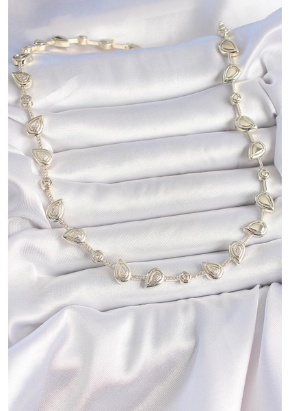 Pirinç Gold Renk Zirkon Taşlı Damla Model Vıp Seri Exclusive Kadın Kolye - TJ-BKO10006 fiyatları