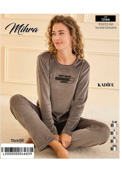 Mihra 13166 Kadın Kadife Uzun Kol Pijama Takımı