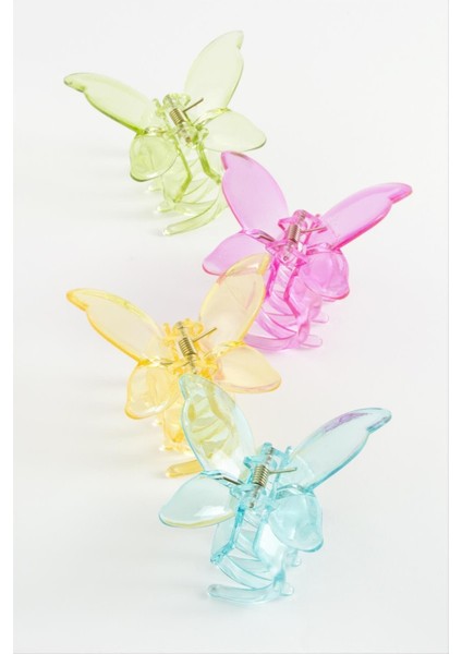 Kelebek Şeffaf Renkli Mandal Toka 8 cm
