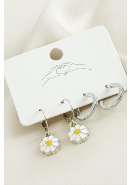 4 Adet Papatya Mineli Halka Küpe