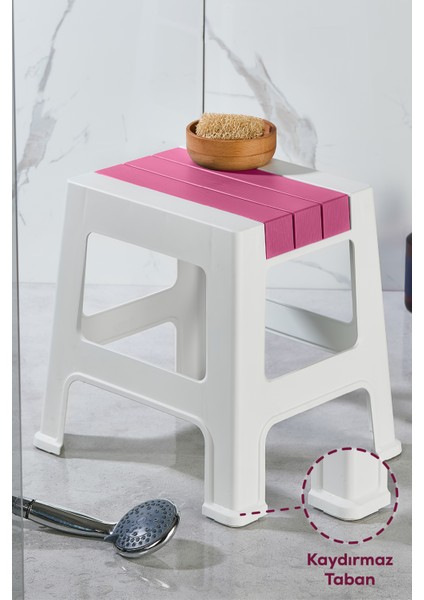 Plastik Küçük Tabure Pembe Pembe