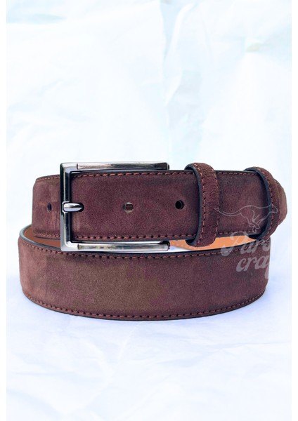 Hakiki Süet Deri Kahverengi Erkek Kemer 3,5 cm Orijinal Klasik Kumaş Pantolon Kemeri fiyatları