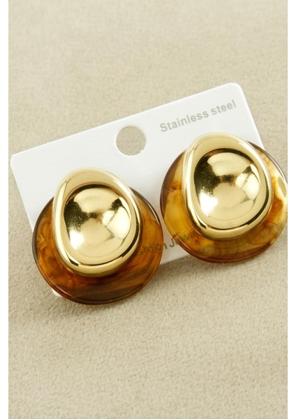 Oval Lüks Çelik Küpe