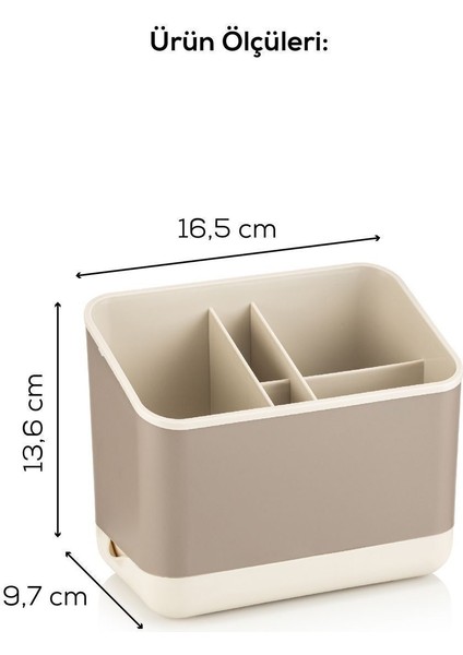 Tezgah Üstü Kaşık Düzenleyici 5 Bölmeli Organizer Kaşıklık Bej indirimleri