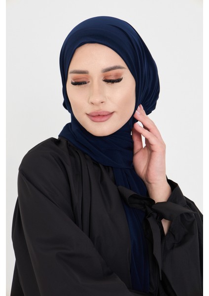 Lacivert Pratik Hazır Geçmeli Tesettür Bone Sandy Boyunluklu Çıtçıtlı 2505_02