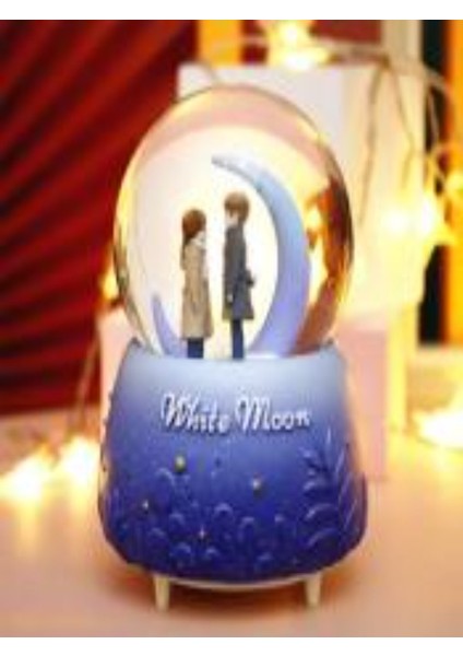 Evlilik Yıl Dönümü Hediyesi Sevgiliye Doğum Günü Hediyesi White Moon Yazılı Sulu Kar Küresi