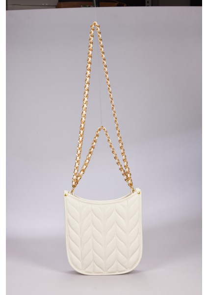 Beyaz Kadın Mıknatıs Kapamalı Ayarlanabilir Gold Zincir Detaylı Çapraz Omuz Çantası 05PC25Y10111 indirimleri