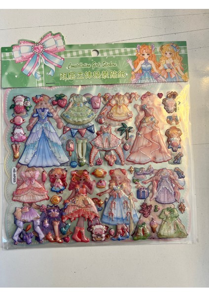 Sticker Prenses Elbise Giydirme Etkinlik Oyunu 2 Kartela Birden Model9
