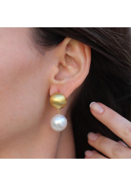 Barok Incili Gold Gümüş Küpe modelleri