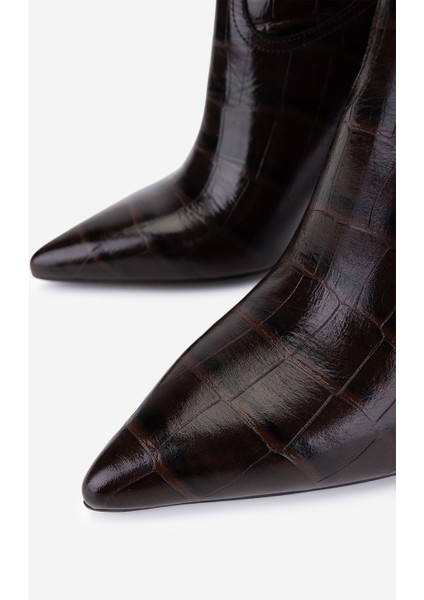 Kadın Hakiki Deri Kahverengi Kroko Topuklu Çizme 1096 9297 Bn Czm SK25-26 Kahve Kroko modelleri