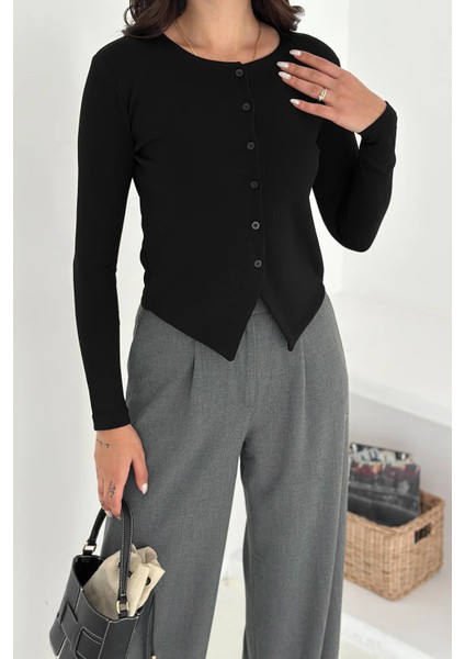 Kadın Sivri Etek Uçlu Düğmeli Bluz – Modern & Şehirli Stil indirimleri