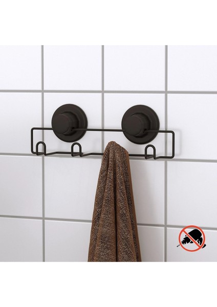 Vakumlu Banyo Tuvalet Havlu Askısı 4 Kancalı Siyah