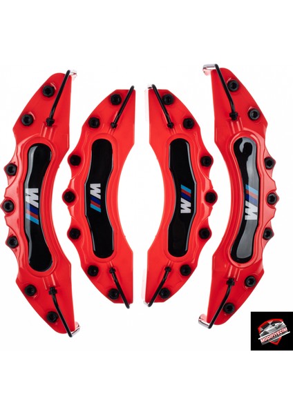 Kırmızı Bmw M 4'lü Kaliper Seti Yapıştırma Logolu