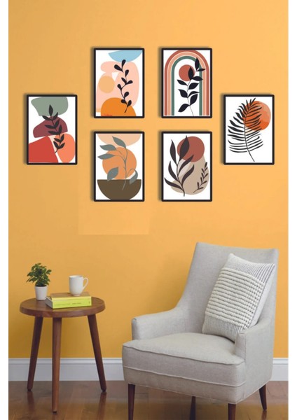 Scandinavian Botanical Art Soyut Dekoratif 6'lı Set Mdf Tablo fiyatları