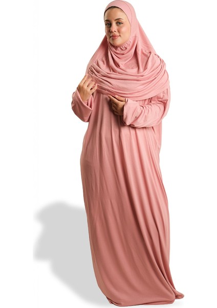 Pudra Iki Parça Namaz Elbisesi Viskon Düz 2504_06