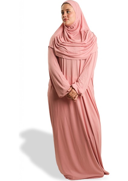 Pudra Iki Parça Namaz Elbisesi Viskon Düz 2504_06 fiyatları
