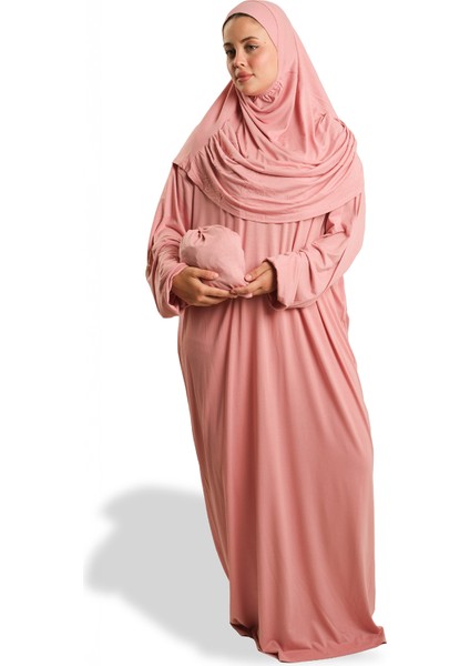 Pudra Iki Parça Namaz Elbisesi Viskon Düz 2504_06