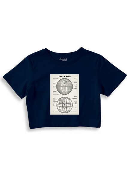 Death Star Crop Tişört - Lacivert