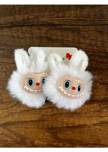 Kız Çocuk Labubu 2'li Peluş Pelüş Lastik Lastikli Toka Seti