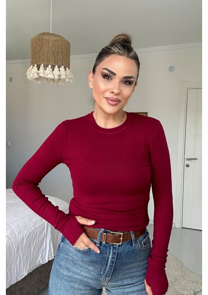 Kol Yırtmaçlı Bluz Bordo fiyatları