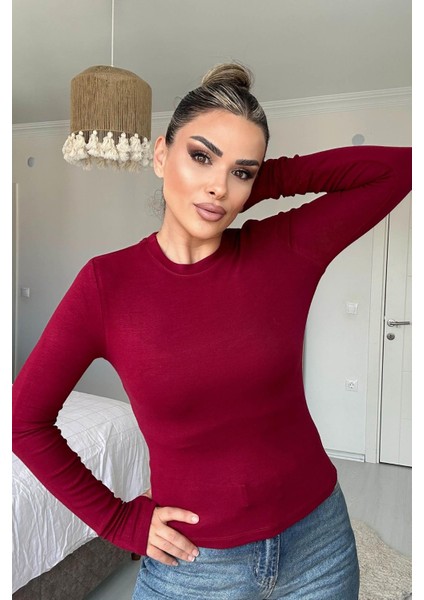 Kol Yırtmaçlı Bluz Bordo modelleri