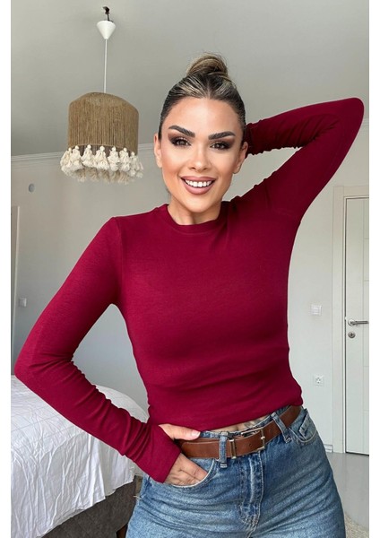 Kol Yırtmaçlı Bluz Bordo indirimleri