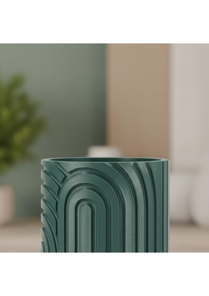 Norla Dekoratif Vazo - Zümrüt Yeşil / Ahşap Tabanlı fırsatları