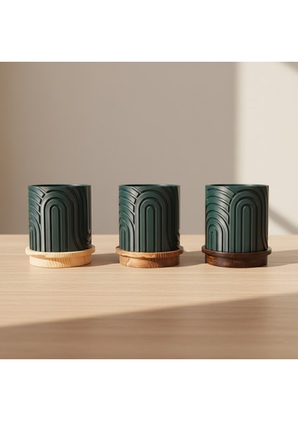 Norla Dekoratif Vazo - Zümrüt Yeşil / Ahşap Tabanlı indirimleri