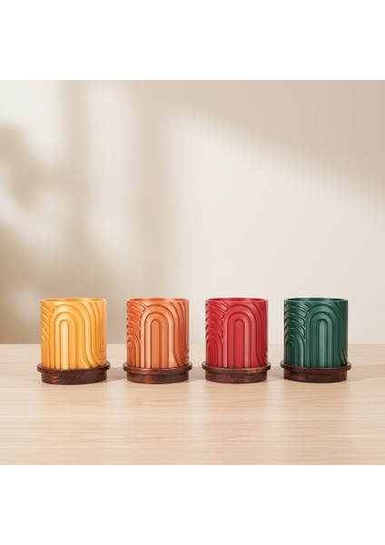 Norla Dekoratif Vazo - Zümrüt Yeşil / Ahşap Tabanlı