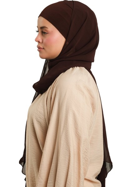Kahve Pratik Hazır Geçmeli Bone Şal Şifon Düz 2506_14 fiyatları