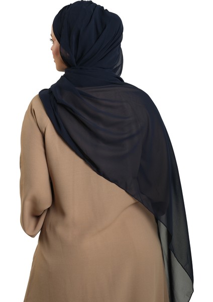 Lacivert Pratik Hazır Geçmeli Bone Şal Şifon Drapeli 2507_02 fırsatları