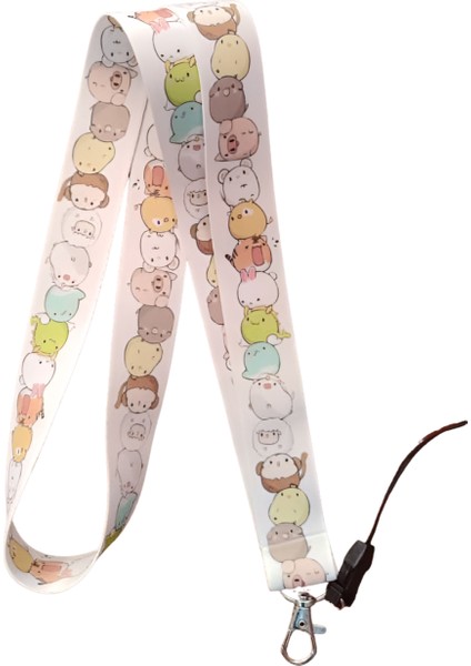 Sevimli Hayvanlar 3 Desenli Boyun Askı Ipi ve Telefon Askısı + Kartlık