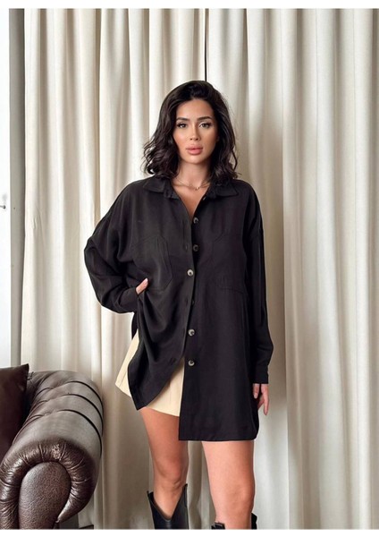 Kadın Kahverengi Oversize Salaş Uzun Kollu Gömlek – Rahat Kesim Şık Günlük Gömlek modelleri