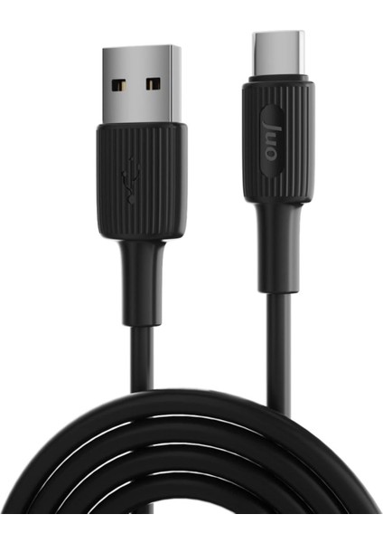 Juo 66W Usb-A To USB Type-C Silikon Hızlı Şarj ve Data Kablosu Siyah 1 Metre